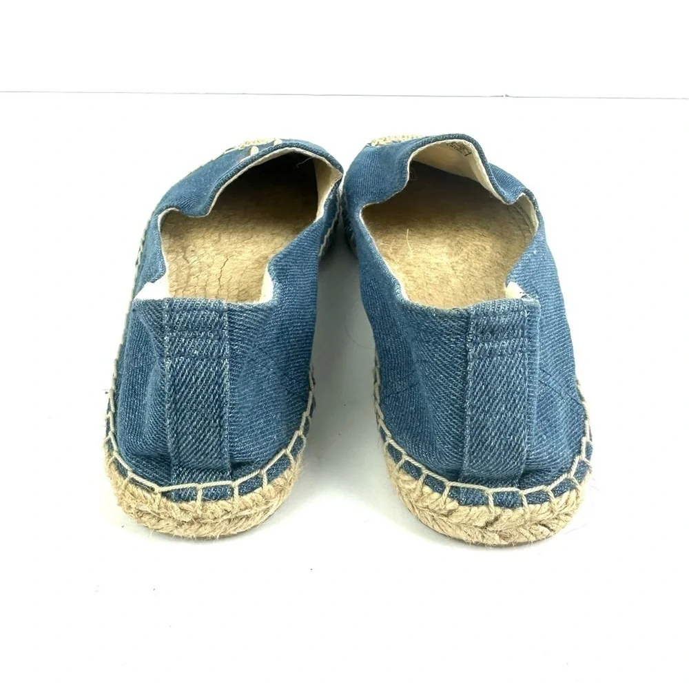 Soludos Popsicle Espadrille 9 Blue Denim Canvas Slip‎ On Womens Shoes